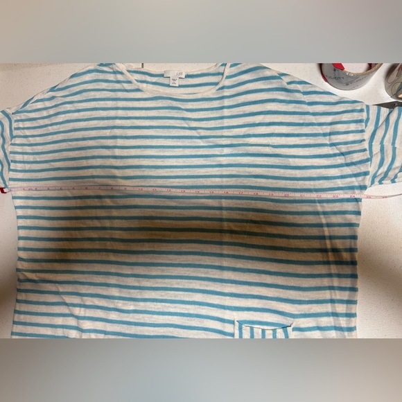 J. Jill Linen Blend Striped 3/4 Sleeve Boxy front pocket Tunic Size Large - Picture 6 of 10